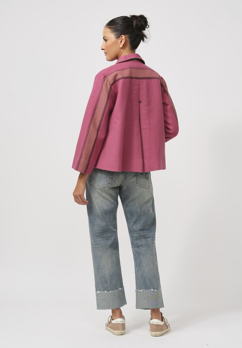 Péro Reversible Double-Breasted Jacket in Pink Stripe	