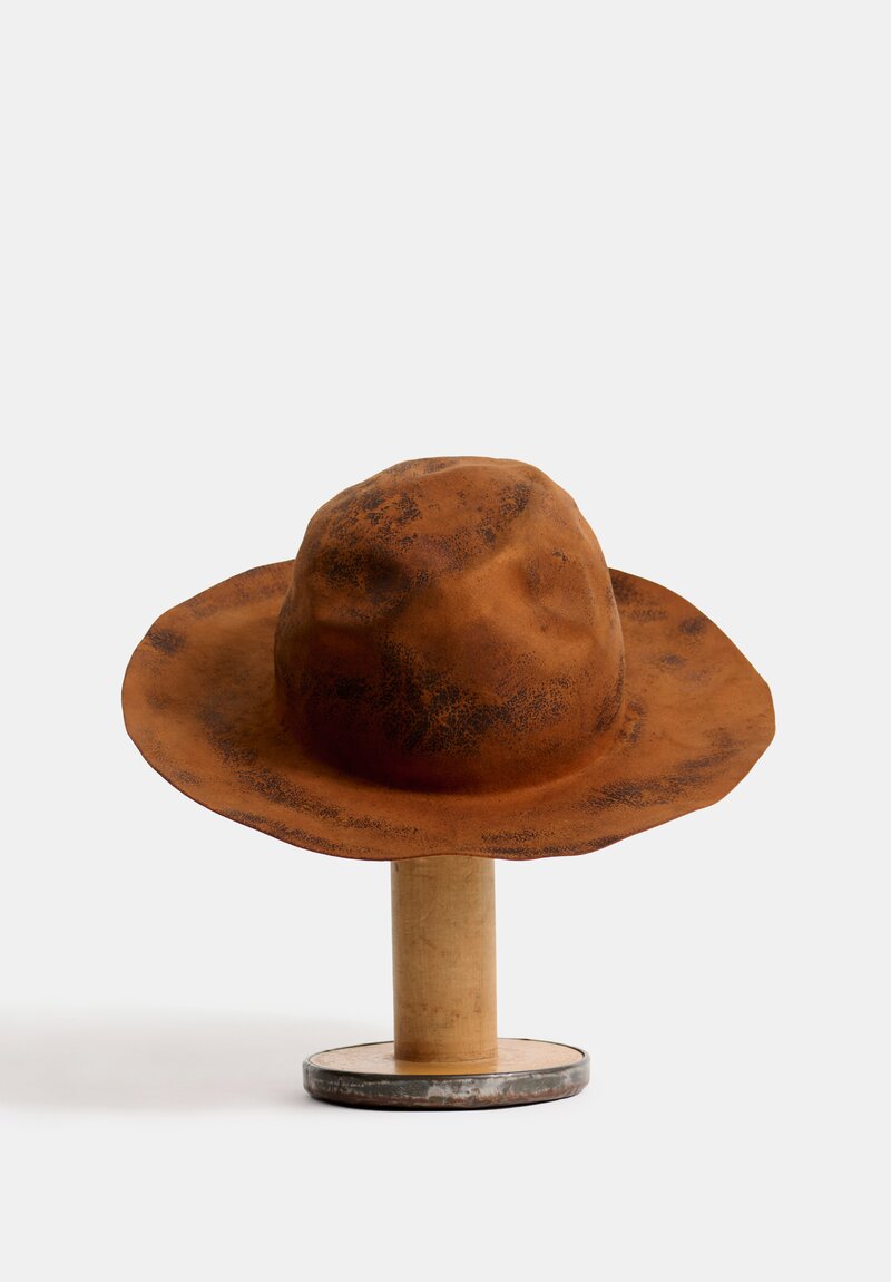 Horisaki Design & Handel Hard Burnt Beaver Fur Felt Hat in Rust
