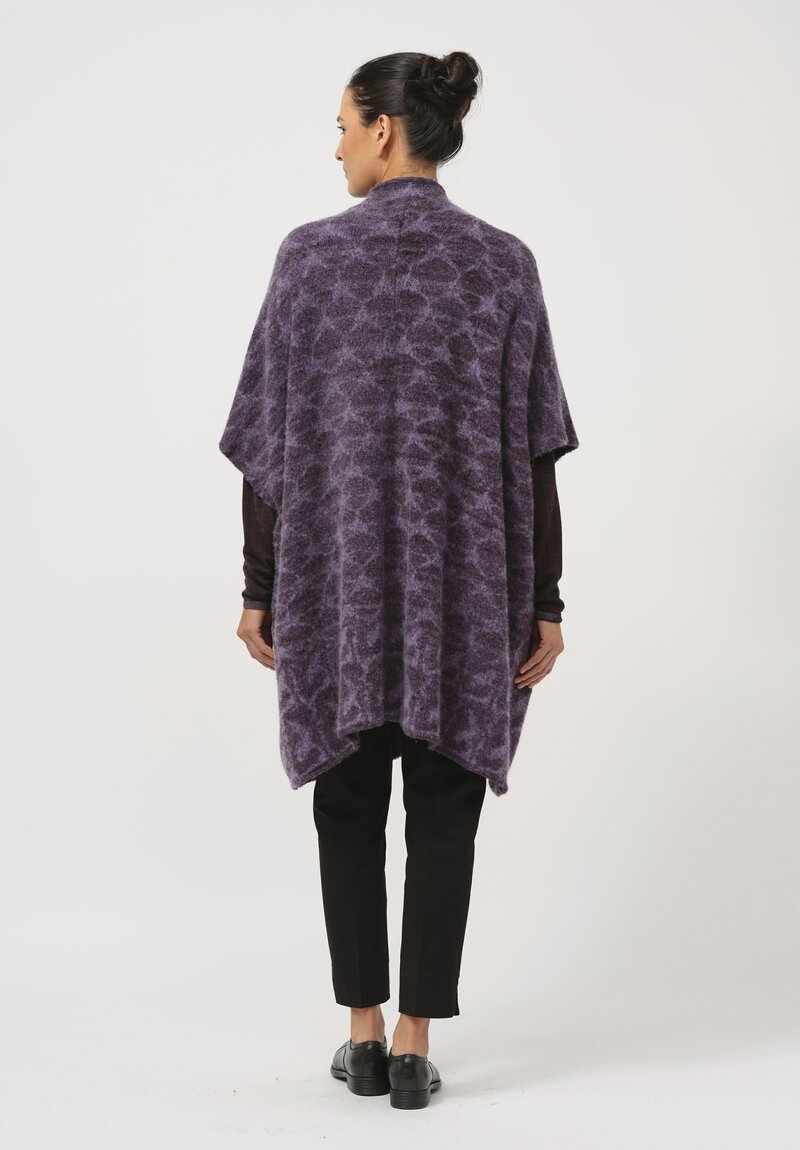 Lainey Keogh Hand-Knit Cashmere Cape in Purple Heather	