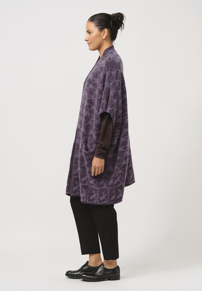 Lainey Keogh Hand-Knit Cashmere Cape in Purple Heather	