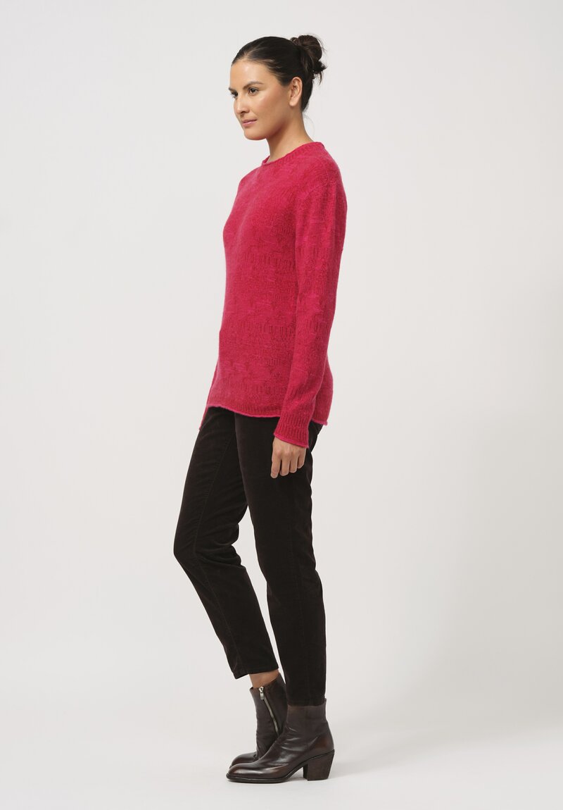 Lainey Keogh Hand-Knit Cashmere Sweater in Raspberry Red	