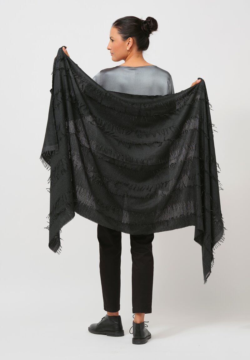 Begg x Co Cashmere Lash Funivie Scarf in Charcoal Green	