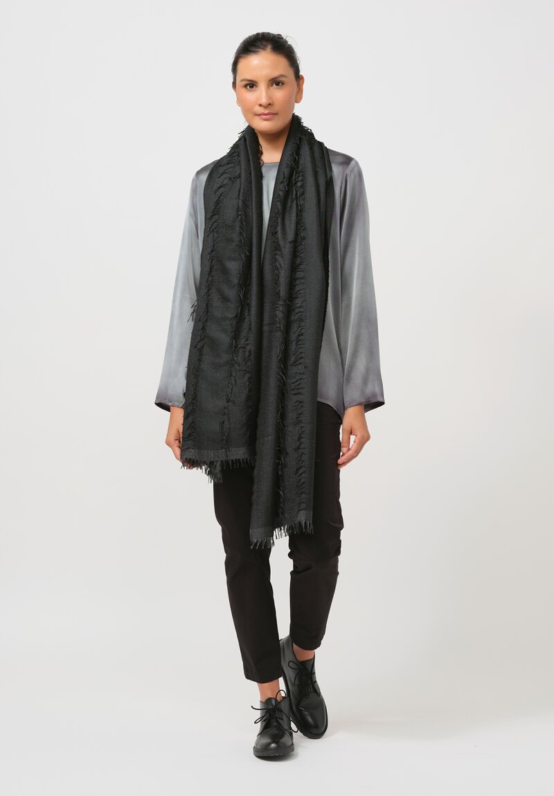 Begg x Co Cashmere Lash Funivie Scarf in Charcoal Green	