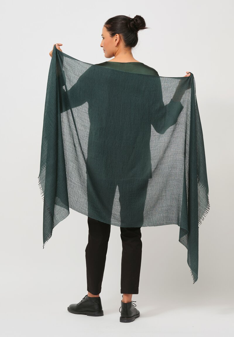 Begg x Co Cashmere & Silk Staffa Scarf in Dark Emerald Green	