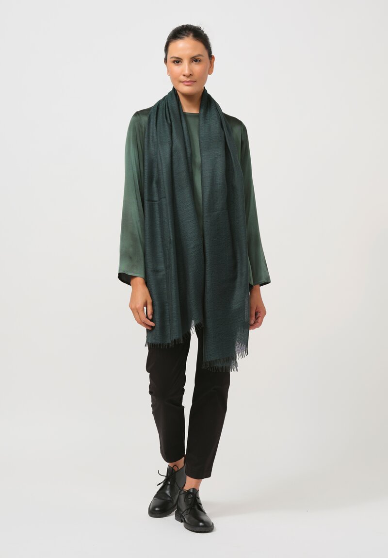 Begg x Co Cashmere & Silk Staffa Scarf in Dark Emerald Green	