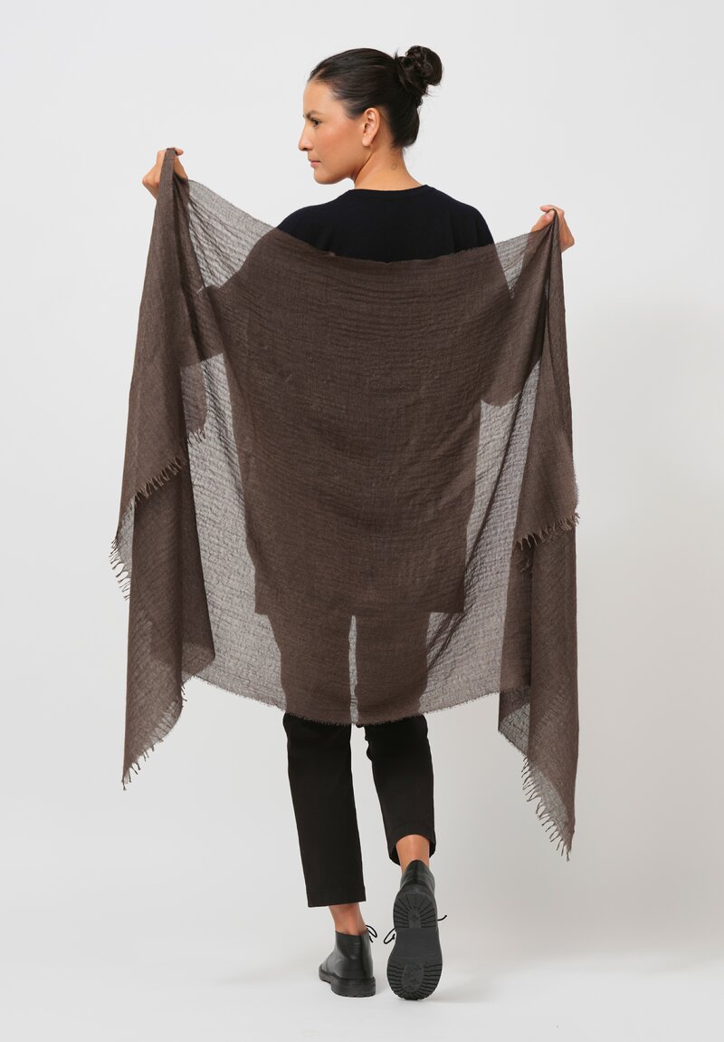 Begg x Co Cashmere & Silk Staffa Scarf in Bark Brown	