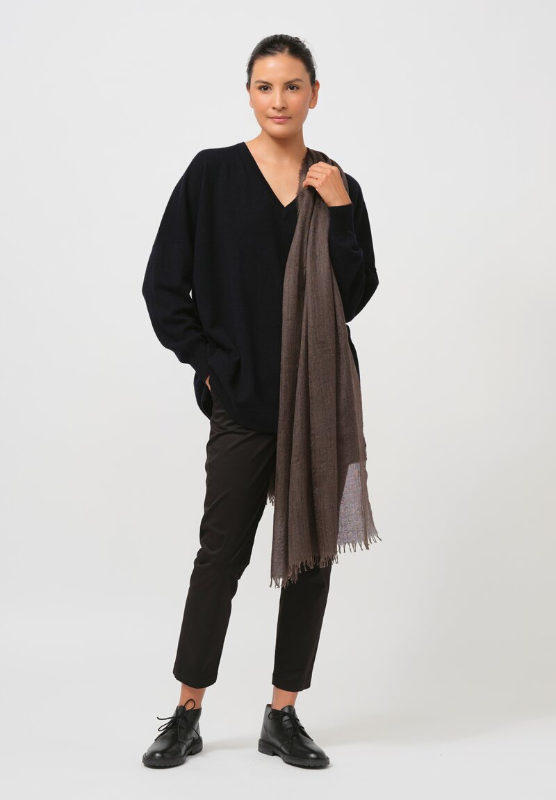 Begg x Co Cashmere & Silk Staffa Scarf in Bark Brown	