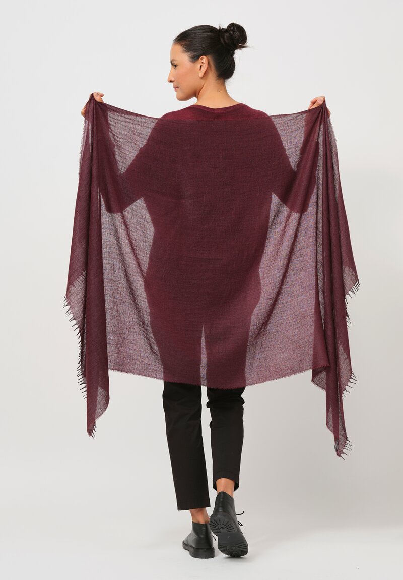 Begg x Co Cashmere & Silk Staffa Scarf In Shiraz Red	