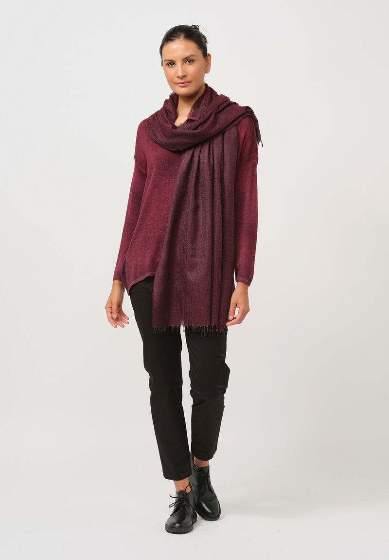 Begg x Co Cashmere & Silk Staffa Scarf In Shiraz Red	