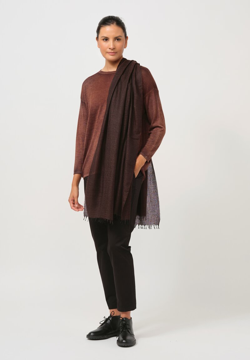 Begg x Co Cashmere & Silk Staffa Scarf in Dark Cocoa Brown	