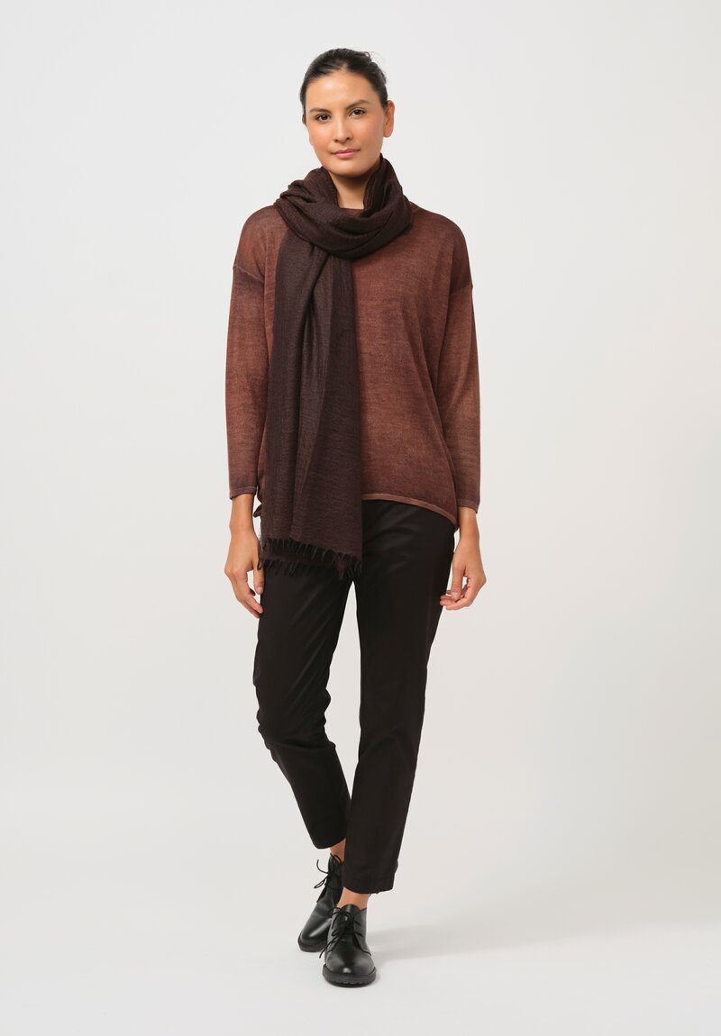 Begg x Co Cashmere & Silk Staffa Scarf in Dark Cocoa Brown	