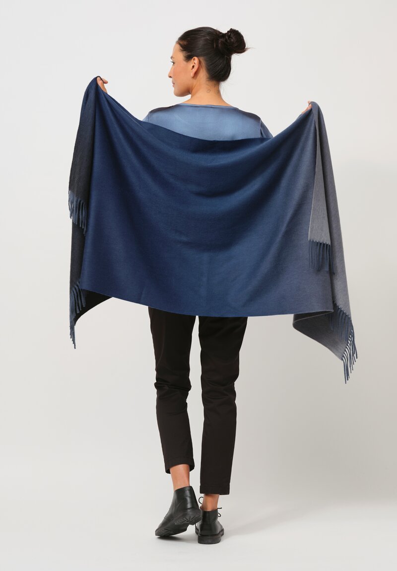 Begg x Co Cashmere Nuance Ombre Stole in Cosmos Blue & Grey	