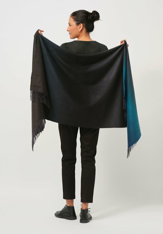 Begg x Co Cashmere Nuance Ombre Stole in Neist Point Green & Black	