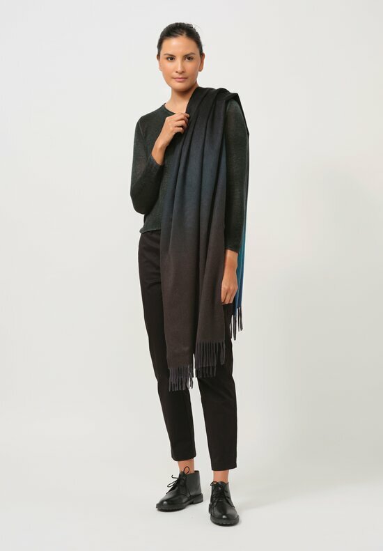 Begg x Co Cashmere Nuance Ombre Stole in Neist Point Green & Black	