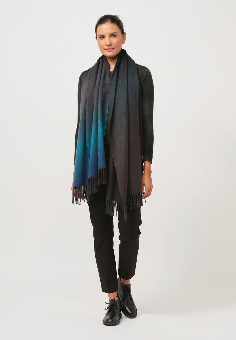 Begg x Co Cashmere Nuance Ombre Stole in Neist Point Green & Black