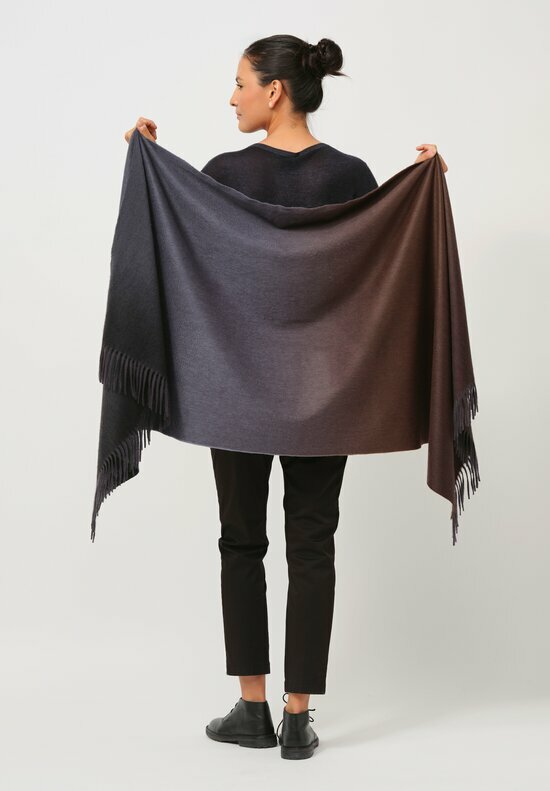 Begg x Co Cashmere Nuance Ombre Stole in Oxide Brown & Grey	