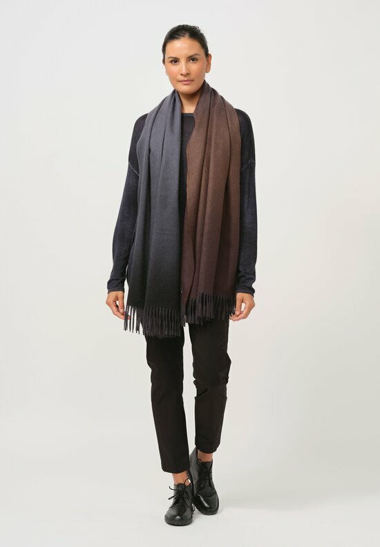 Begg x Co Cashmere Nuance Ombre Stole in Oxide Brown & Grey	