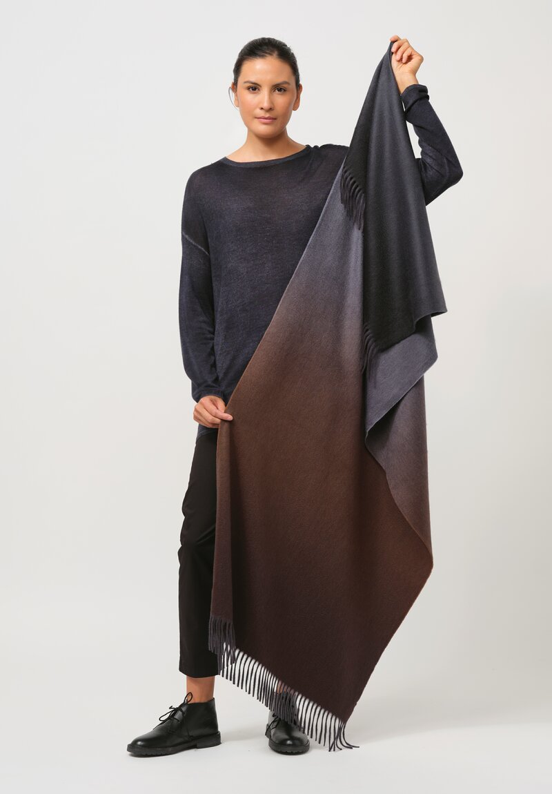 Begg x Co Cashmere Nuance Ombre Stole in Oxide Brown & Grey