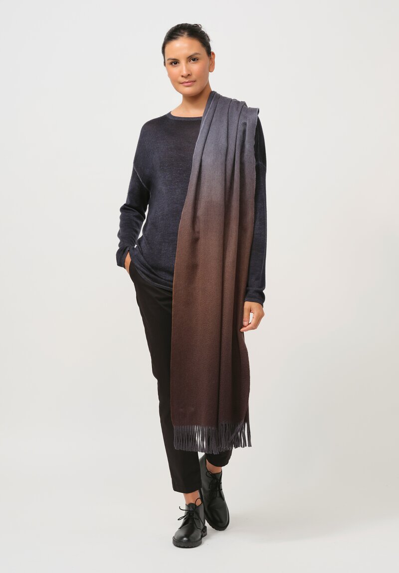 Begg x Co Cashmere Nuance Ombre Stole in Oxide Brown & Grey