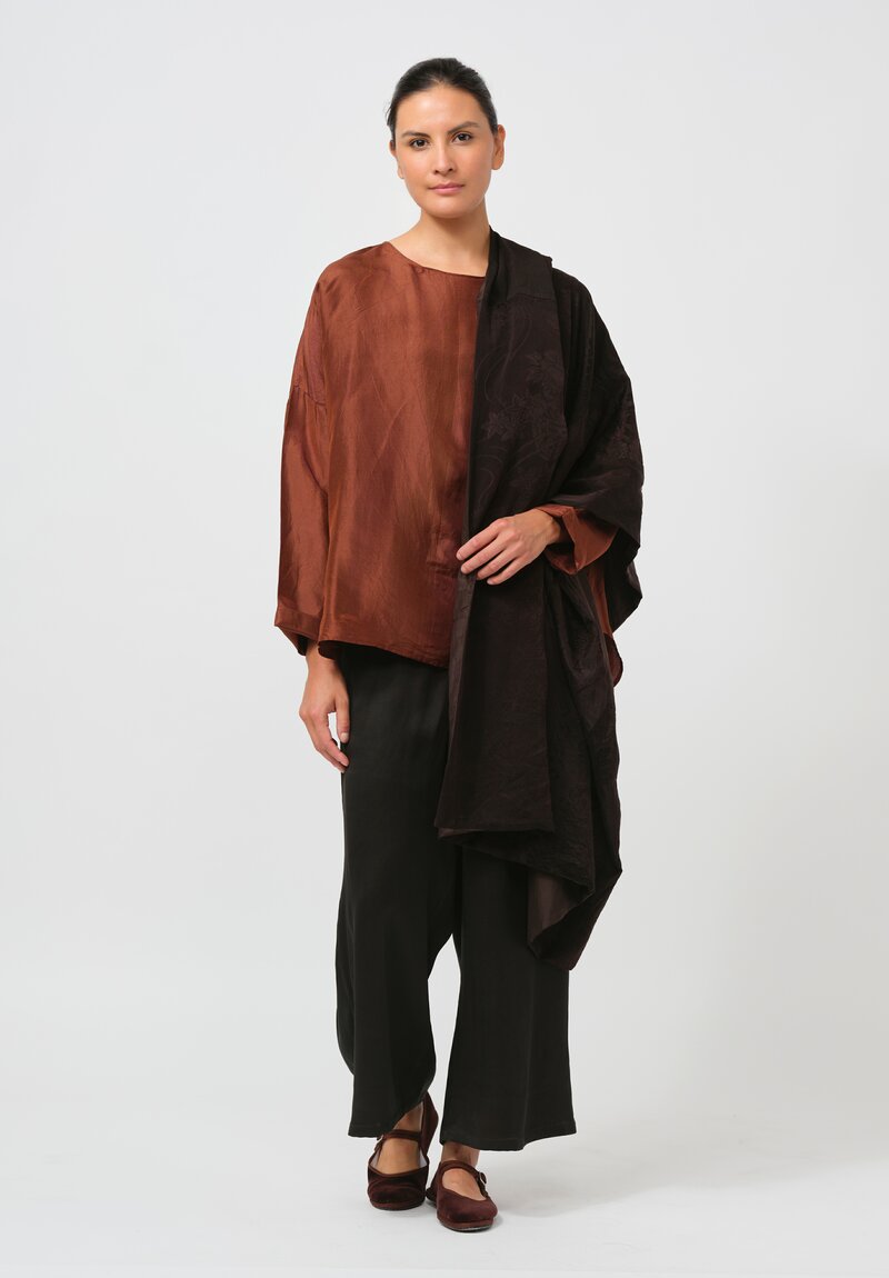 Christian Peau Relaxed Silk Blouse in Terracotta Brown	