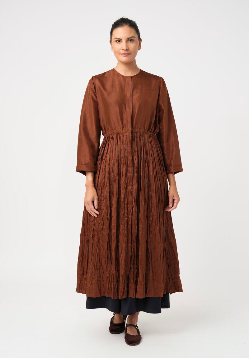Christian Peau Silk Flare Dress in Terracotta