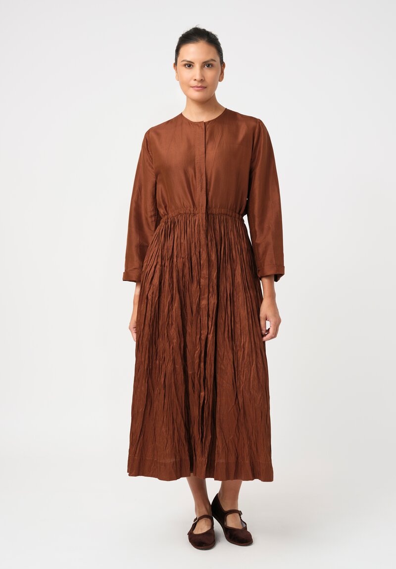 Christian Peau Silk Flare Dress in Terracotta