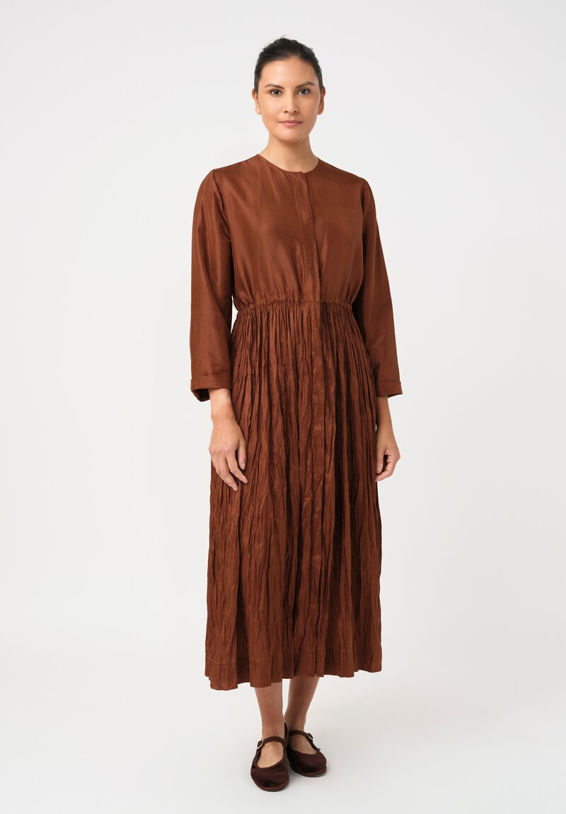 Christian Peau Silk Flare Dress in Terracotta