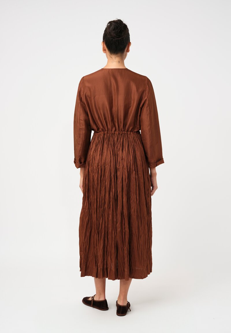 Christian Peau Silk Flare Dress in Terracotta
