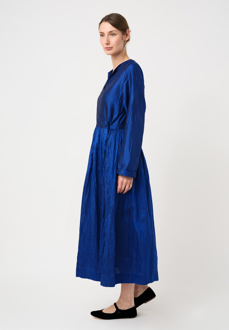 Christian Peau Gathered Silk Wrap Dress in Royal Blue