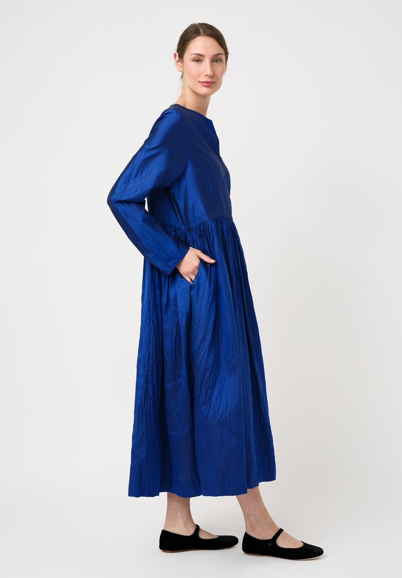 Christian Peau Gathered Silk Wrap Dress in Royal Blue