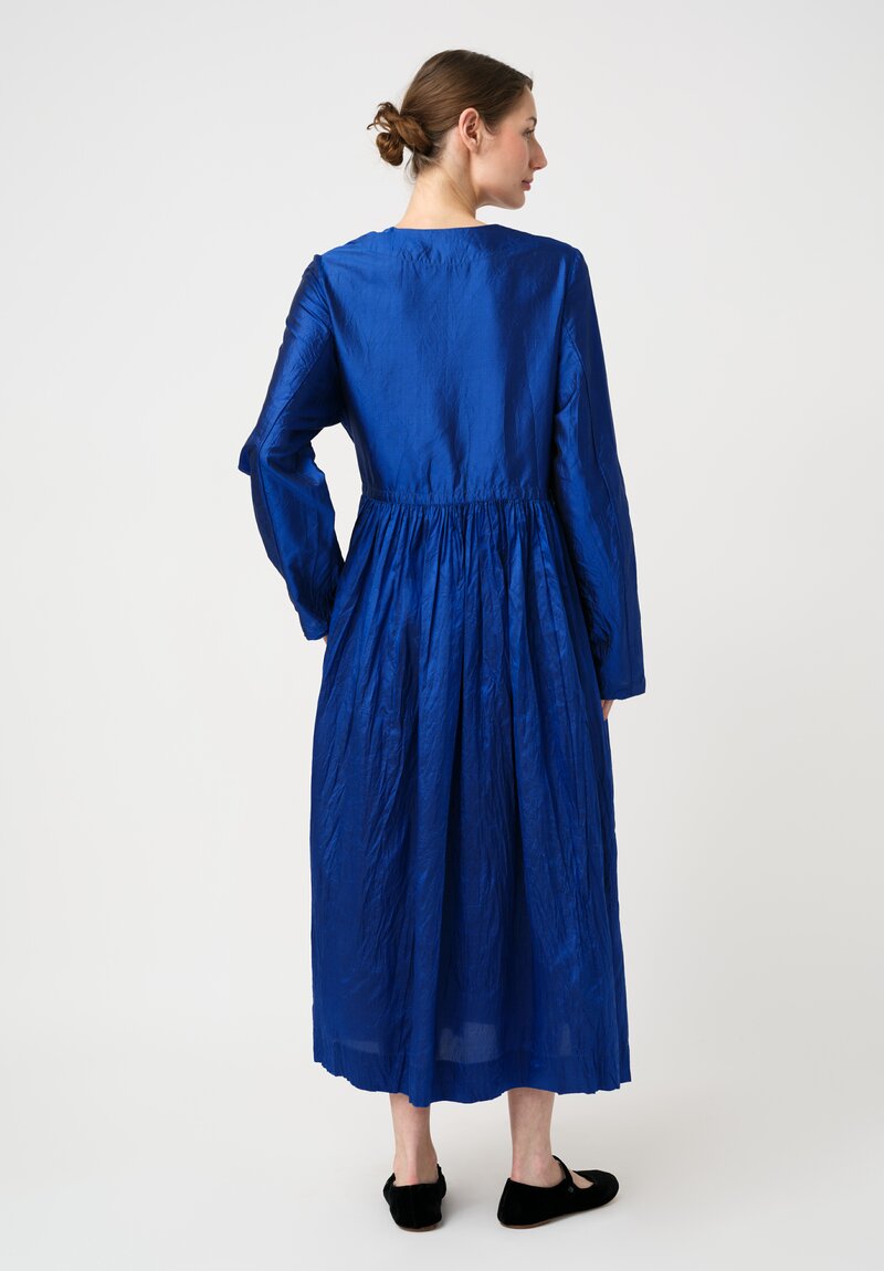 Christian Peau Gathered Silk Wrap Dress in Royal Blue