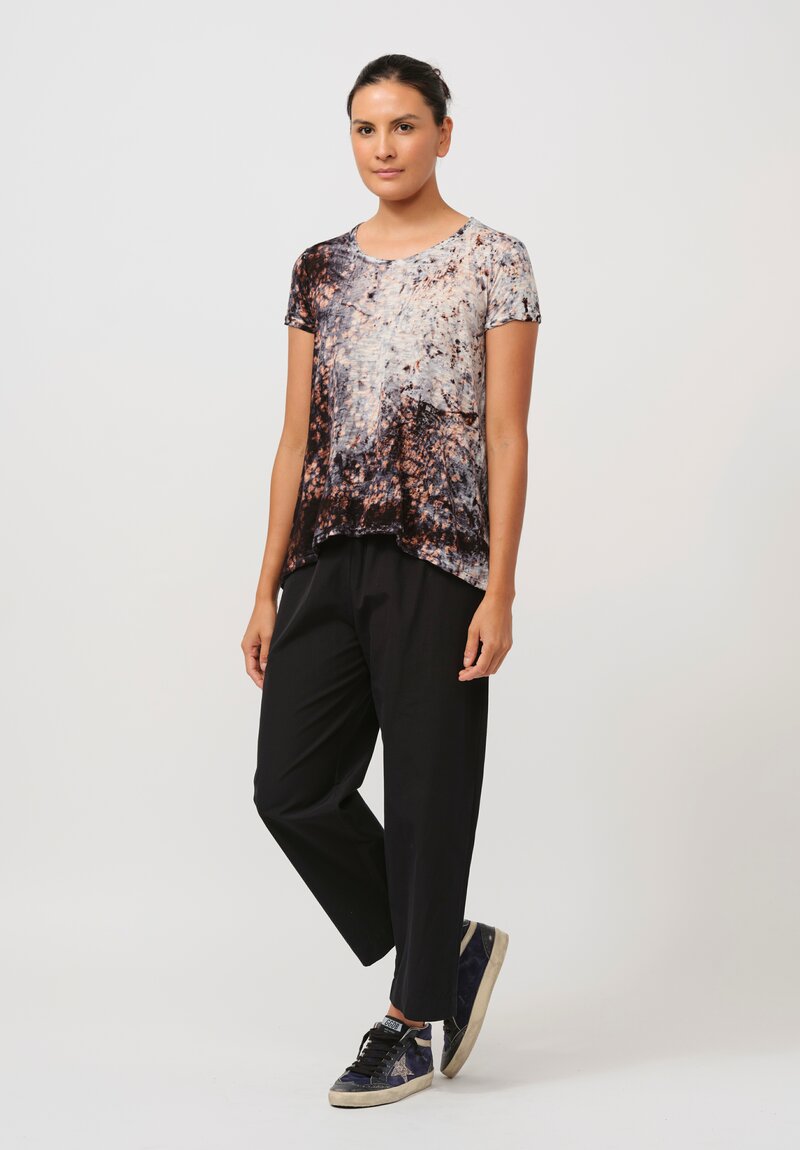 Gilda Midani Pattern-Dyed Short Sleeve Monoprix Tee in Deep Sea Black & Brown