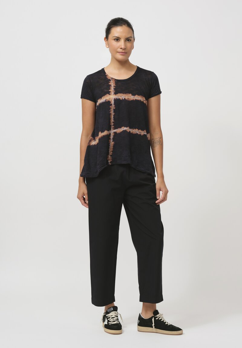 Gilda Midani Pattern-Dyed Short Sleeve Monoprix Tee in Burning Black & Brown	