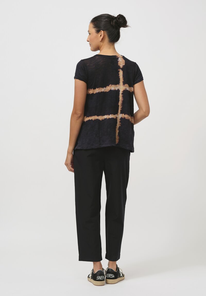 Gilda Midani Pattern-Dyed Short Sleeve Monoprix Tee in Burning Black & Brown	