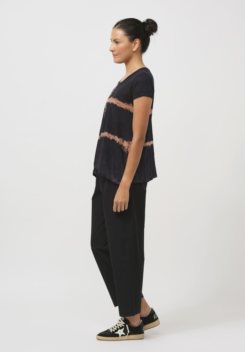 Gilda Midani Pattern-Dyed Short Sleeve Monoprix Tee in Burning Black & Brown	