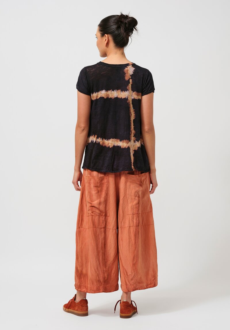 Gilda Midani Pattern-Dyed Short Sleeve Monoprix Tee in Burning Black & Brown