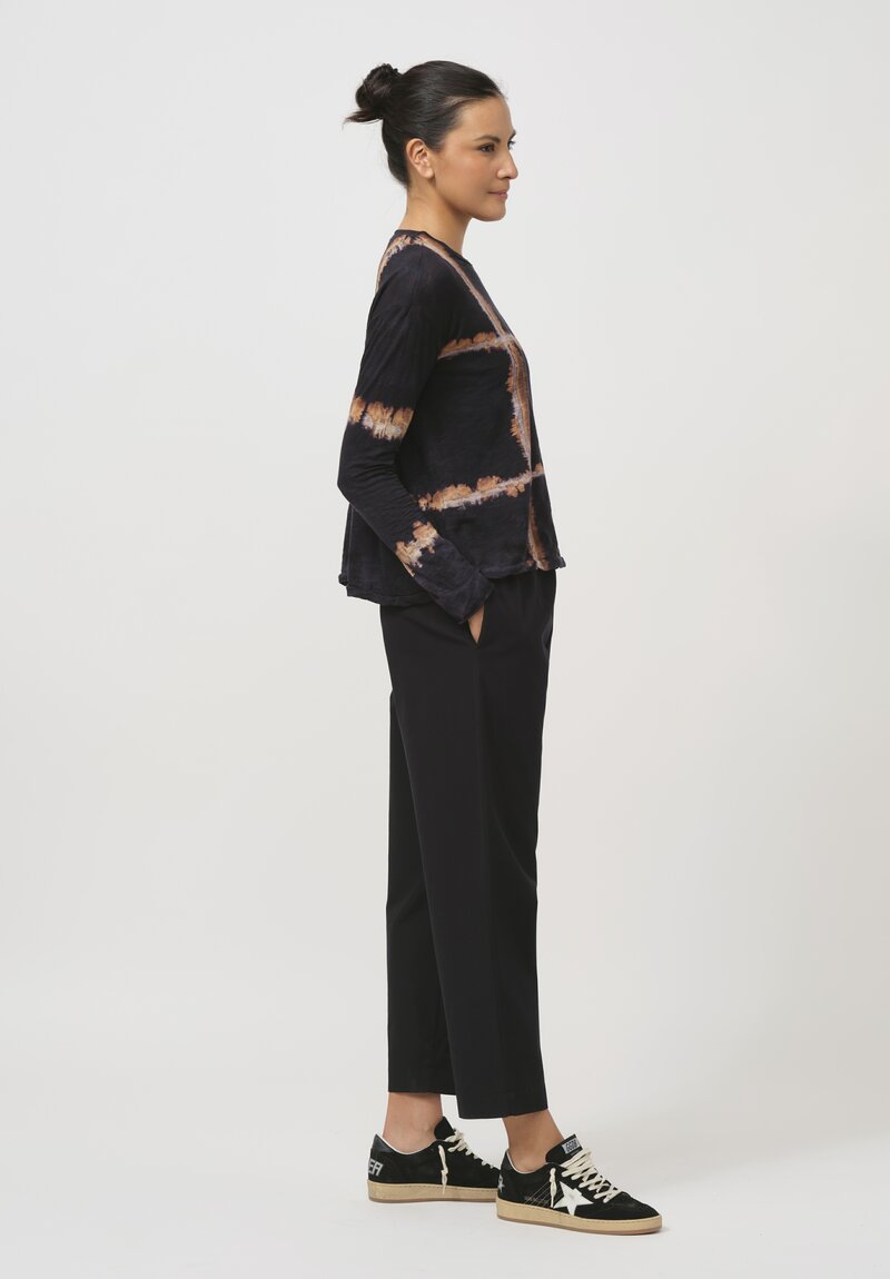 Gilda Midani Pattern-Dyed Long Sleeve Trapeze Tee in Burning Black & Brown	