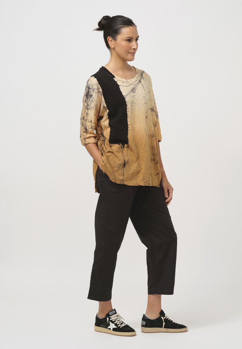 Gilda Midani Pattern-Dyed Super Tee in Brush Black & Caramel Gold	