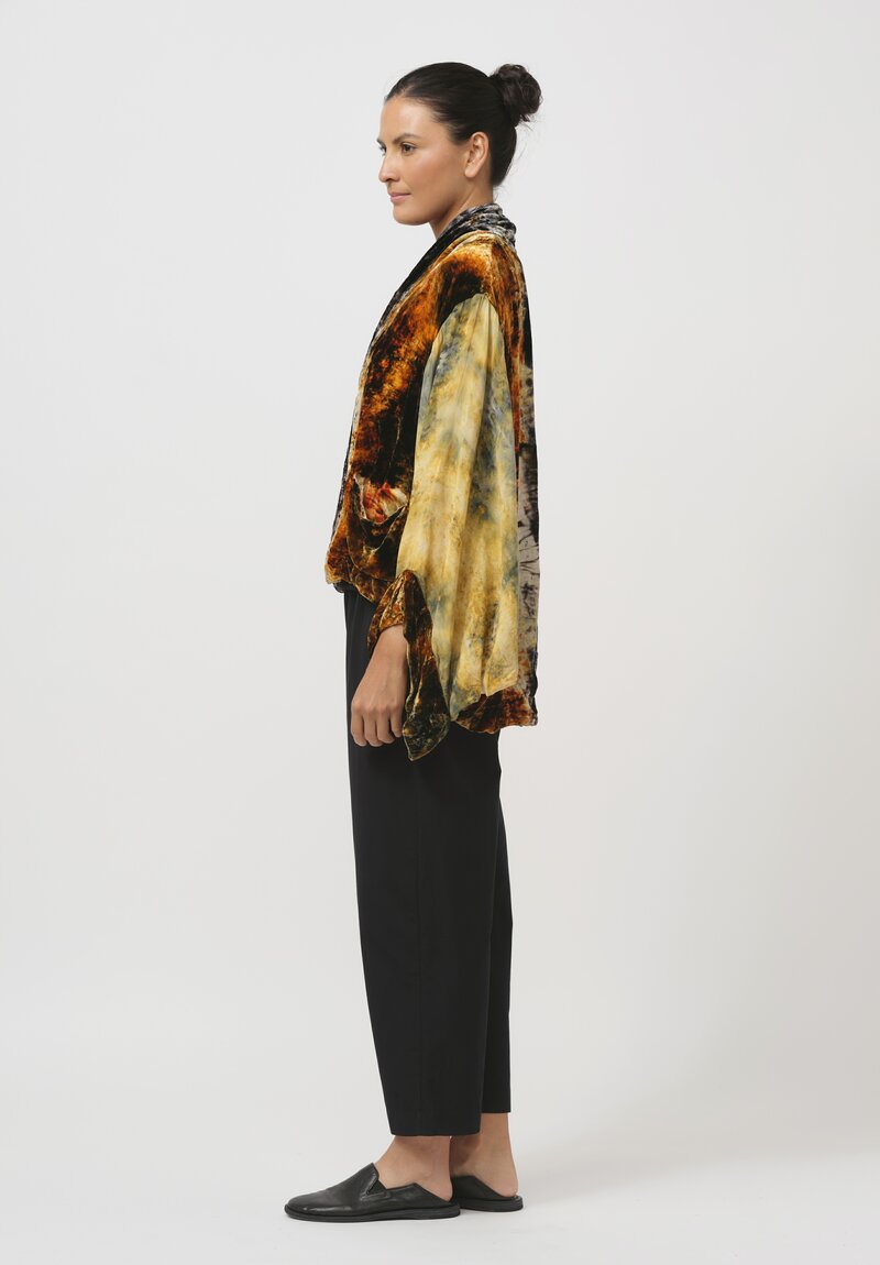 Gilda Midani Pattern-Dyed Velvet Croissant Overtop in Pixel Mustard Orange	