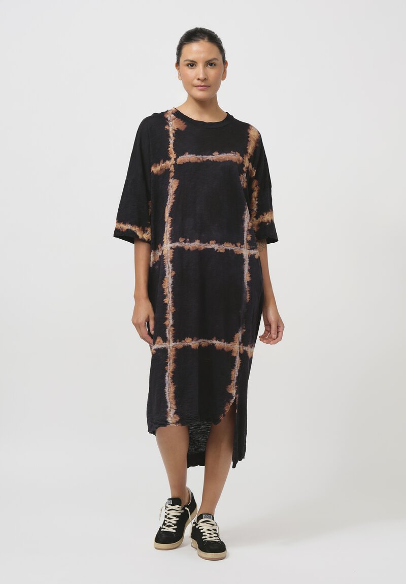 Gilda Midani Pattern-Dyed Super Dress in Burning Black & Brown	