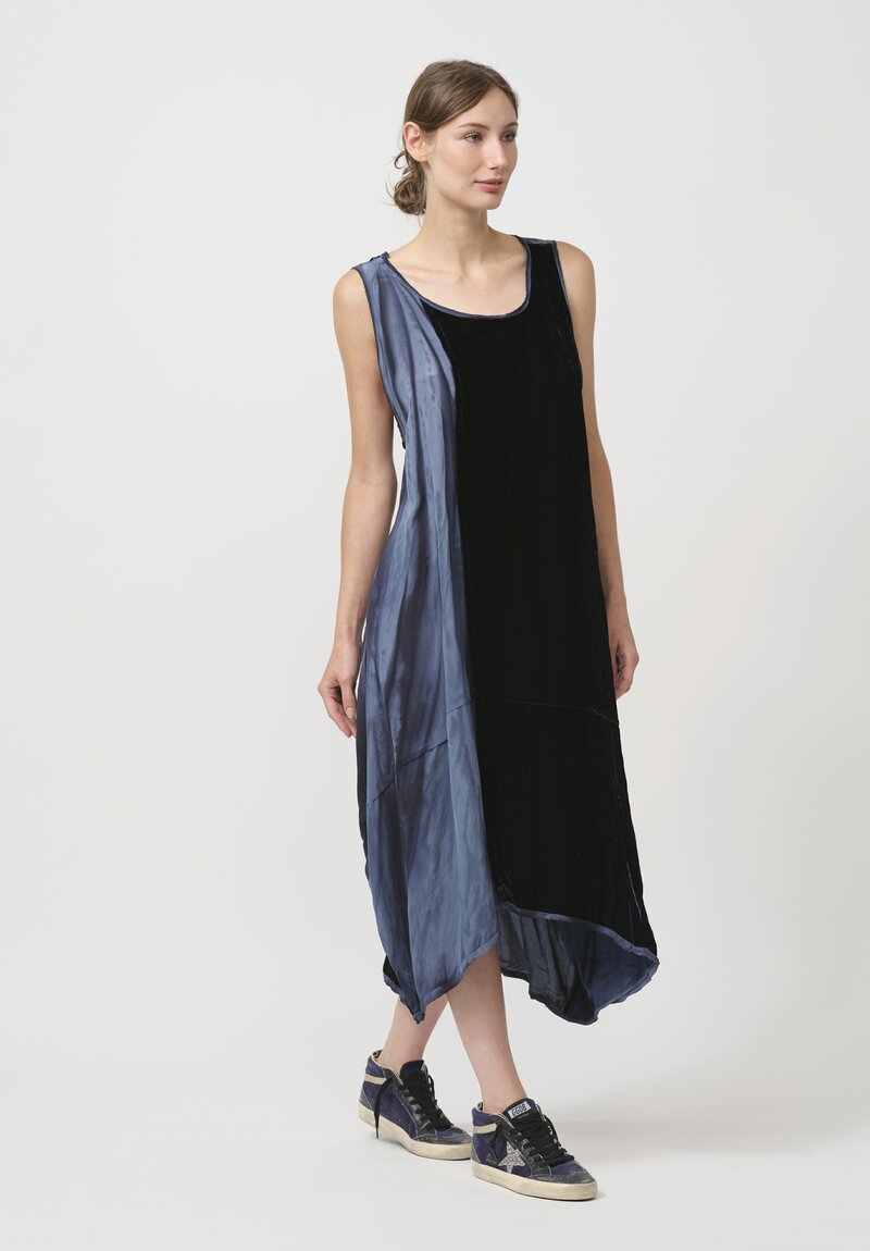 Gilda Midani Pattern-Dyed Velvet Hole Dress in Marble Last Blue	