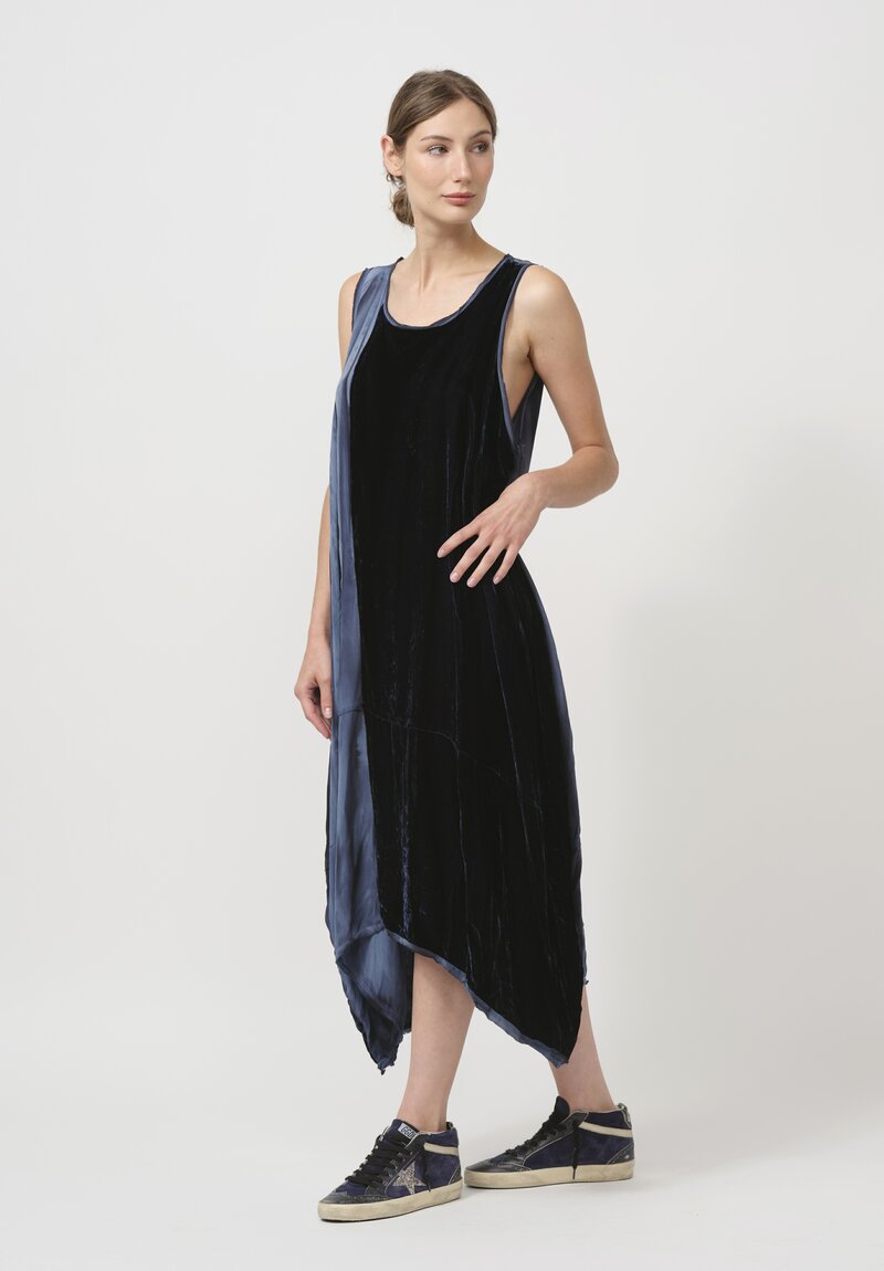 Gilda Midani Pattern-Dyed Velvet Hole Dress in Marble Last Blue	