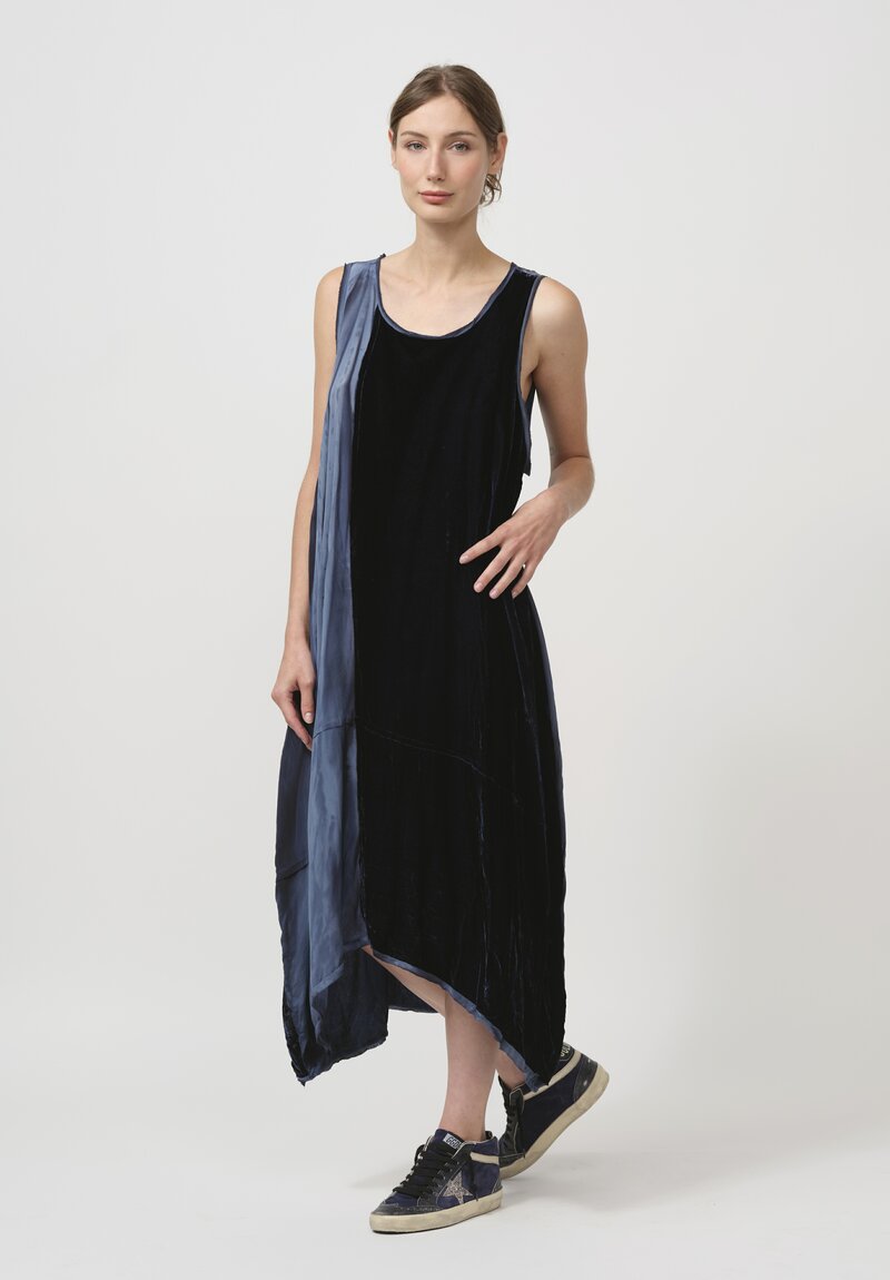 Gilda Midani Pattern-Dyed Velvet Hole Dress in Marble Last Blue	