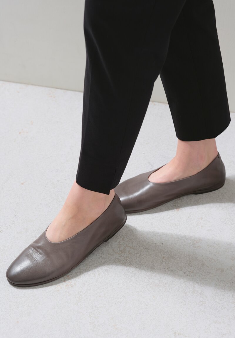 Marsèll Leather Coltellaccio Ballerina Flat in Mortar Grey	