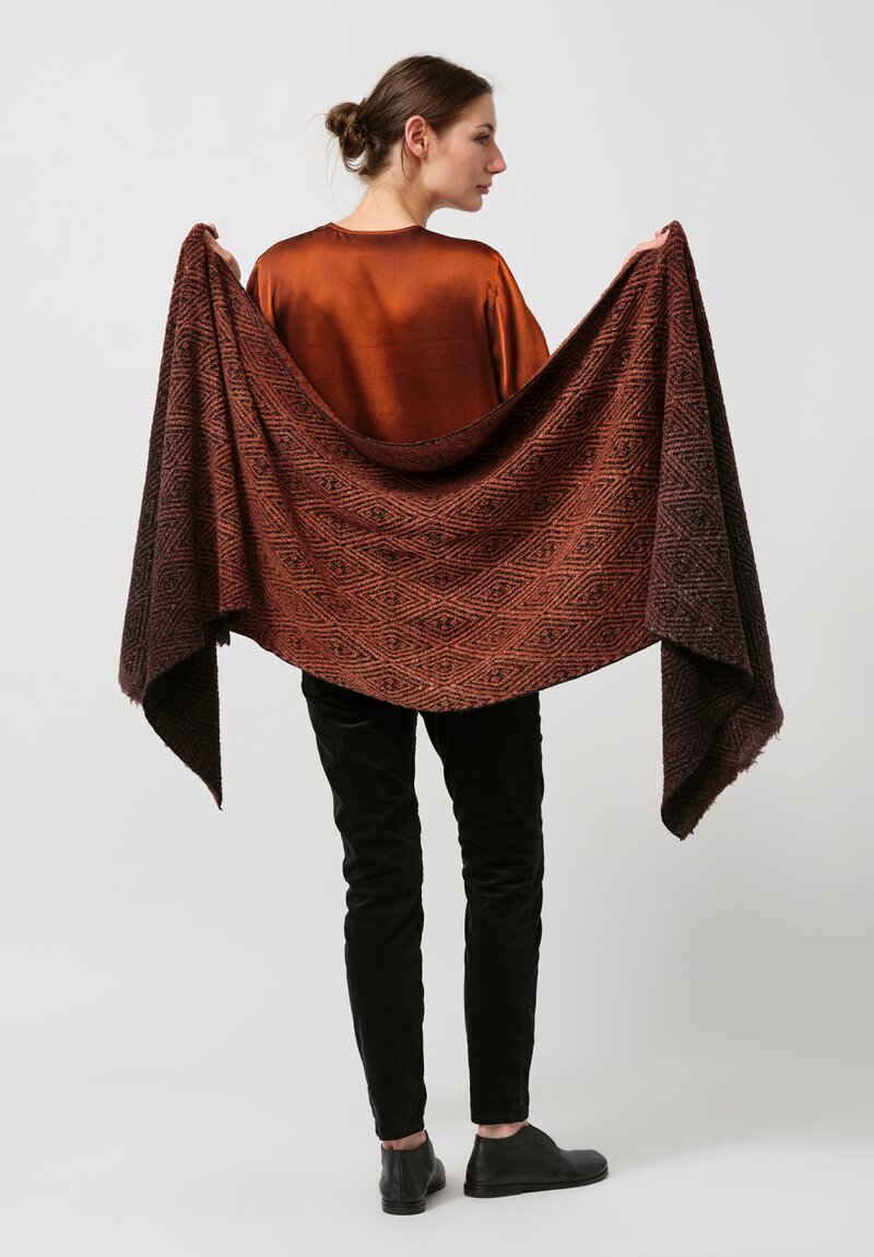 Avant Toi Hand-Painted Diamante Jacquard Scarf in Nero Cuoio Brown	