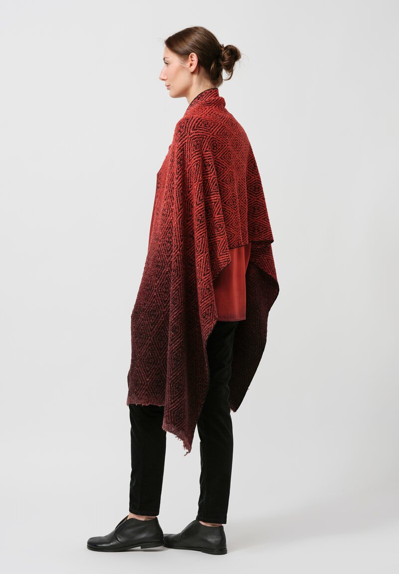 Avant Toi Hand-Painted Diamante Jacquard Scarf in Nero Goji Red	