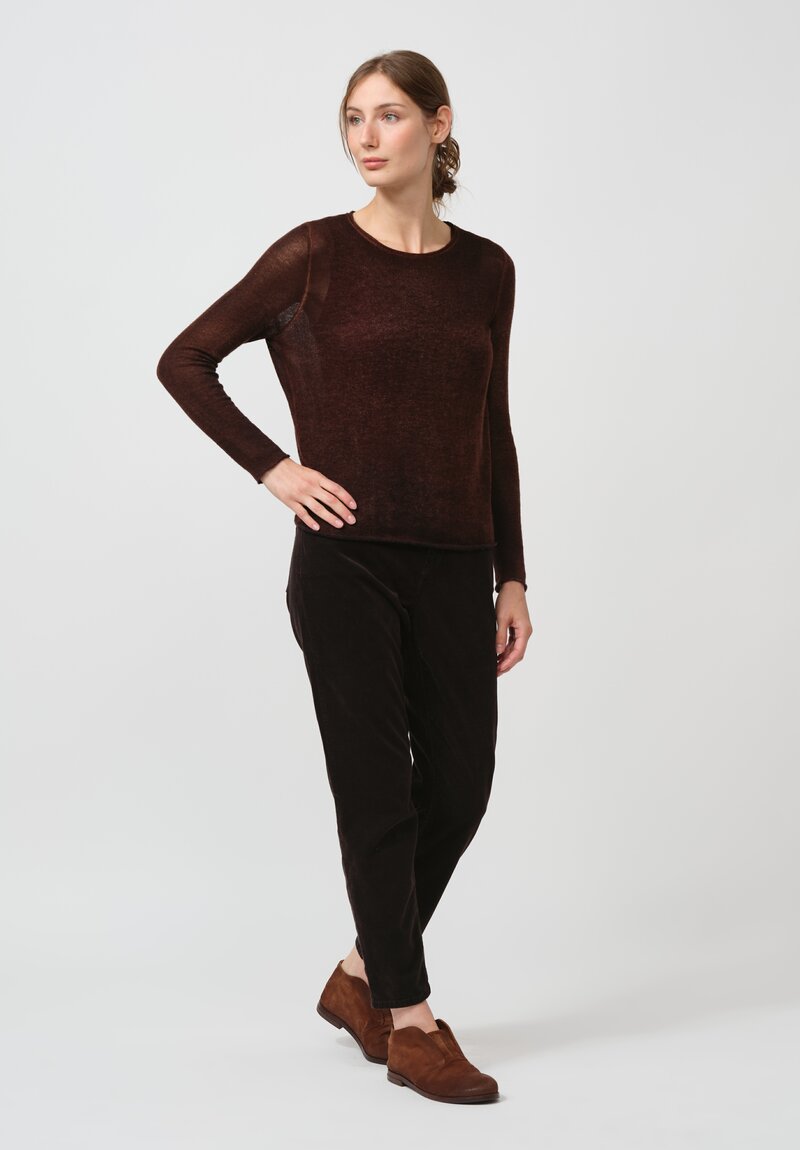 Avant Toi Cashmere Light Garza Sweater in Nero Brownie Brown	