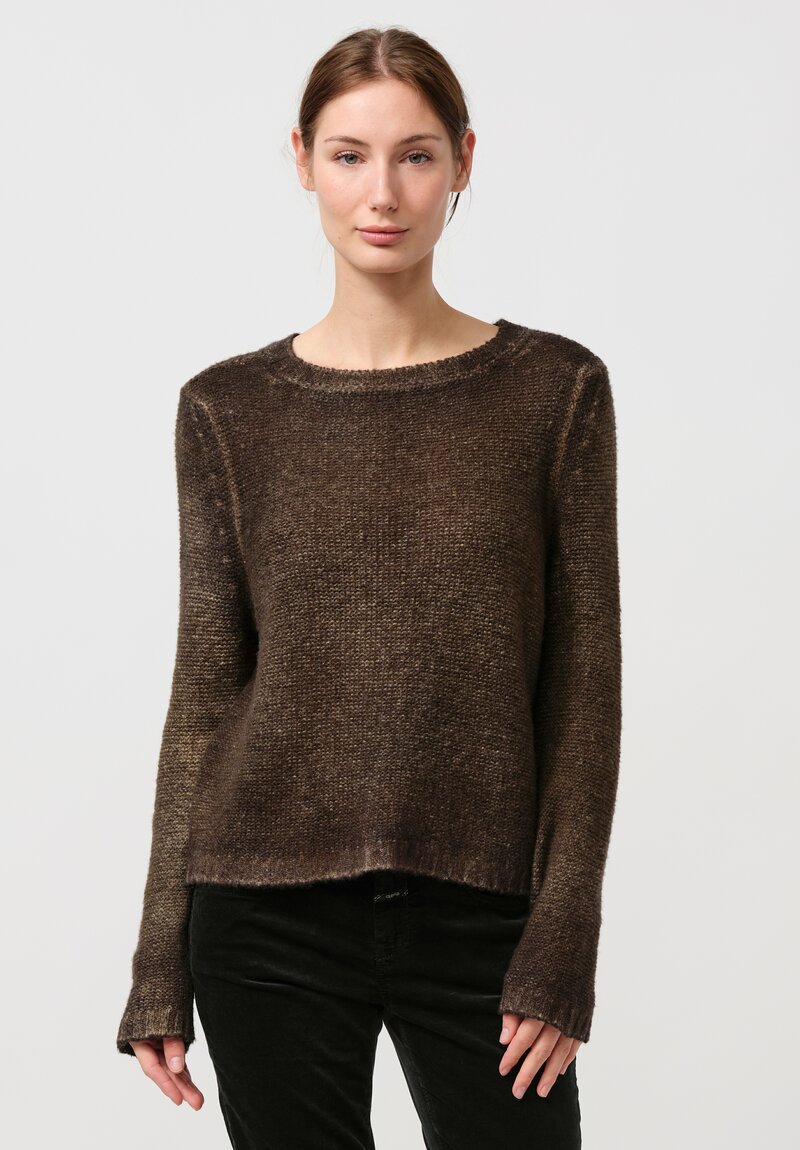 Avant Toi Cashmere & Silk Garzato Sweater in Nero Moss Green	