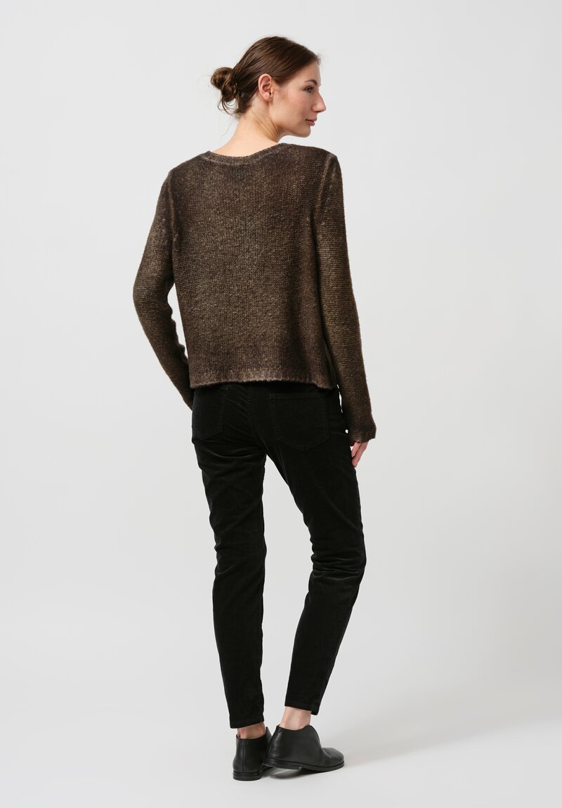 Avant Toi Cashmere & Silk Garzato Sweater in Nero Moss Green	