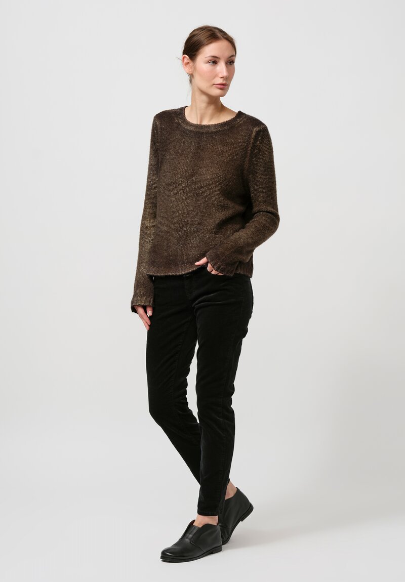 Avant Toi Cashmere & Silk Garzato Sweater in Nero Moss Green	